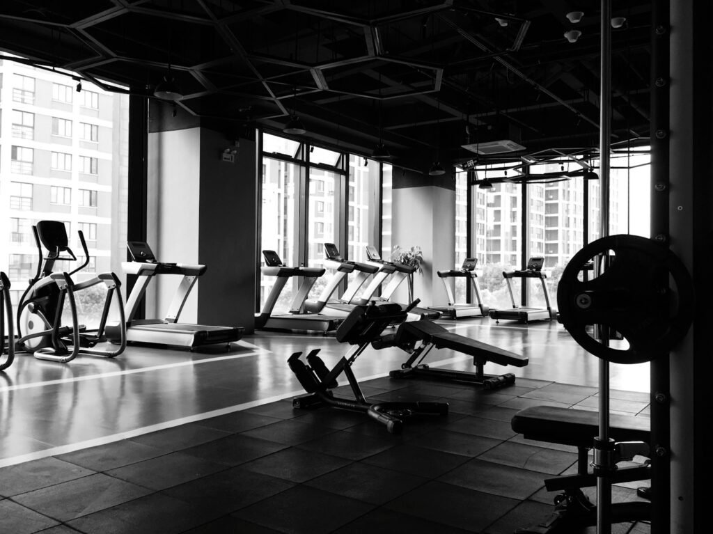 Fully equipped gym with modern fitness equipment